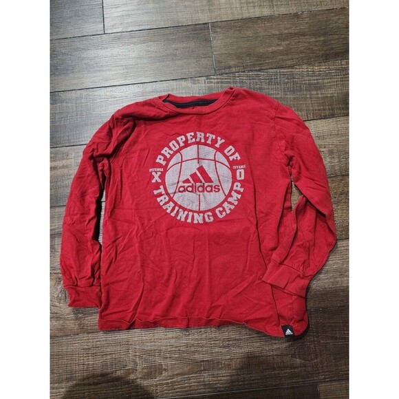 Adidas Boys Long Sleeve Size 7x Red And Grey Basketball - Picture 1 of 5